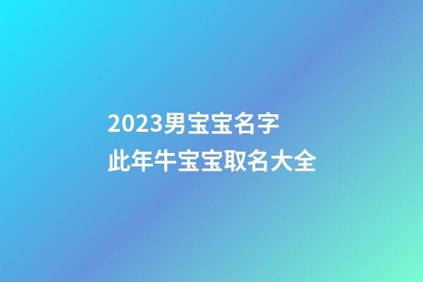 2023男宝宝名字 此年牛宝宝取名大全